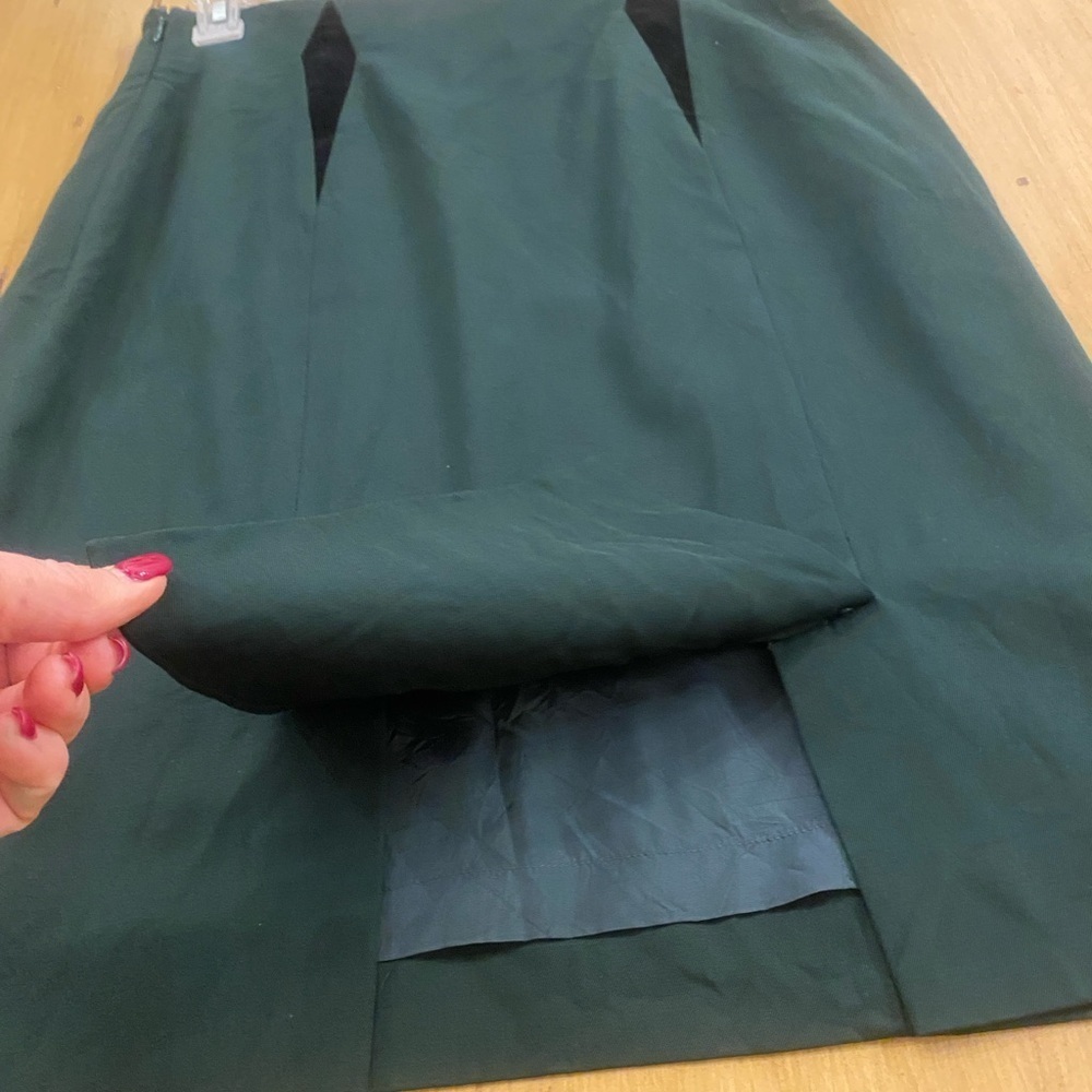 Escada Women’s Wool Green Black Lined Knee Length Skirt Classic Business M - Picture 3 of 13